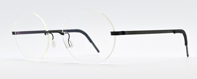LINDBERG Brille 2333 53 T30 135 Col U9 Strip 3P Titanium Randlos Rund Schwarz M