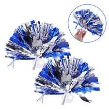 8 Pcs Blue and Silver Pom Poms Basketball Cheer Cheerleading Hand Flower