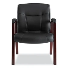 Alera MA43ALS10M Guest Chair w/Wood Trim Legs - Blk Seat/Back/Mahogany Base New