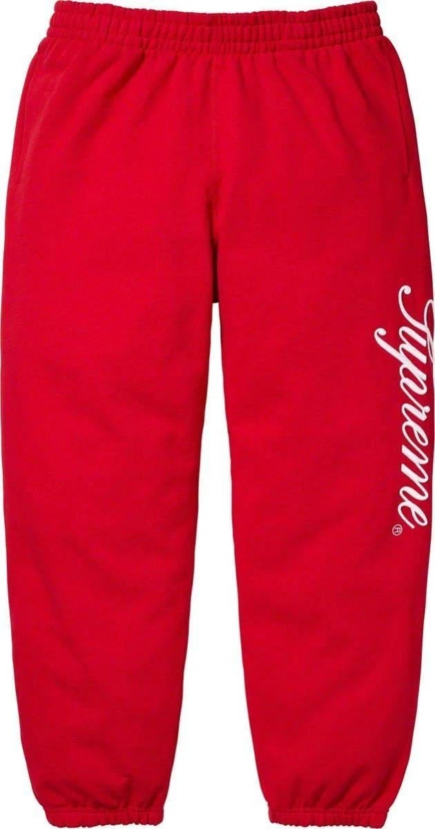 Pantalon de survêtement neuf 23AW 24 SUPREME Supreme RAISED SCRIPT ROUGE S Re