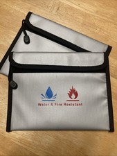 Fire & Water Resistant Document Bag, 23 * 17.5cm 2 Pack Safe Storage