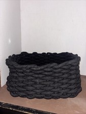 Braided Basket Black Rope Woven Storage Bin Organizer 10 X12  x 5  Deep