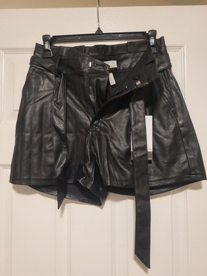 Sofia Jeans by Sofia Vergara Womens Black Faux Leather Belted Shorts 2