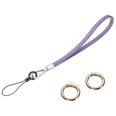 uxcell Smooth Leather Wristlet Strap, Prevent Drop Wrist Lanyard Light Purple 