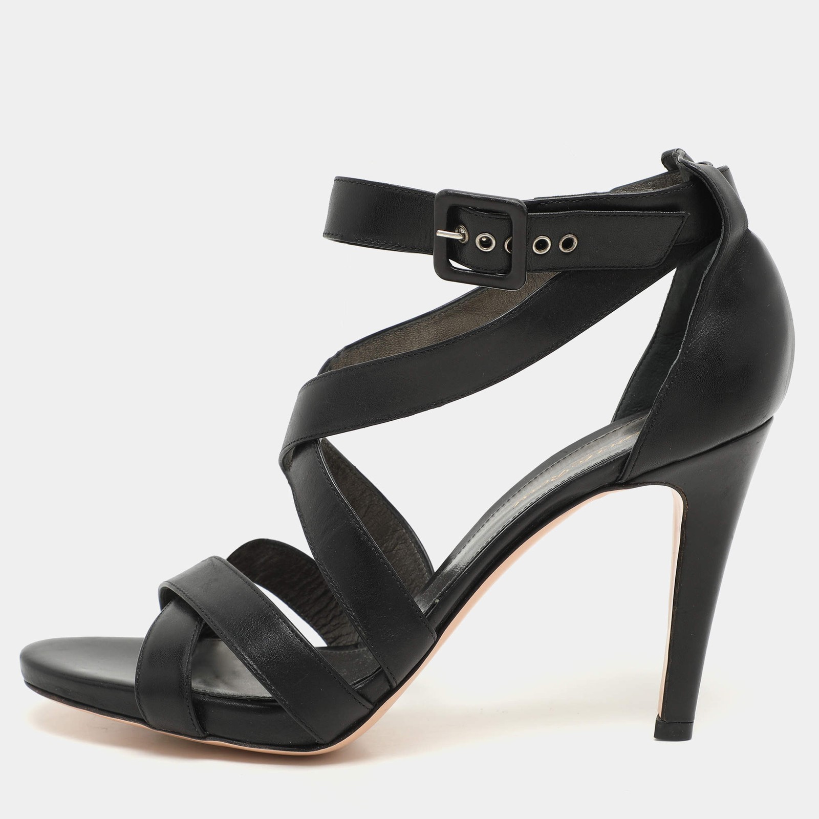 Gianvito Rossi Black Leather Ankle Strap Sandals Size 41