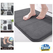 Super Soft Dark Gray Bath Rug 24x17 - Quick Dry, Absorbent, Machine Washable
