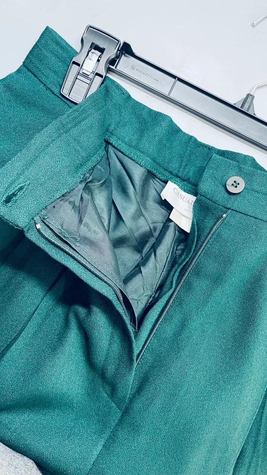 Повседневный угловой платье брюки женский размер 12 зеленый плиссированные прямые штанины брюки - Изображение 4 из 4