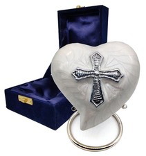 Religious Cross Heart Cremation Urns for Human Ashes Adult Funeral Decorati...