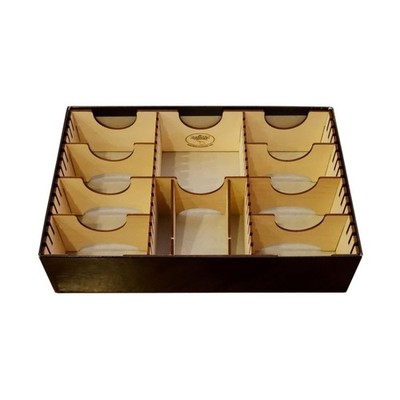 Board Game Organizer - Cryptozoic Deck-Building Games Wood Storage Box with M...