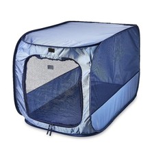Large Soft Sided Portable Dog Kennel Open Blue