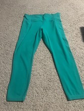 Athleta Teal Green Stretch Leggings High Rise Athleisure Yoga Pilates Ankle LP
