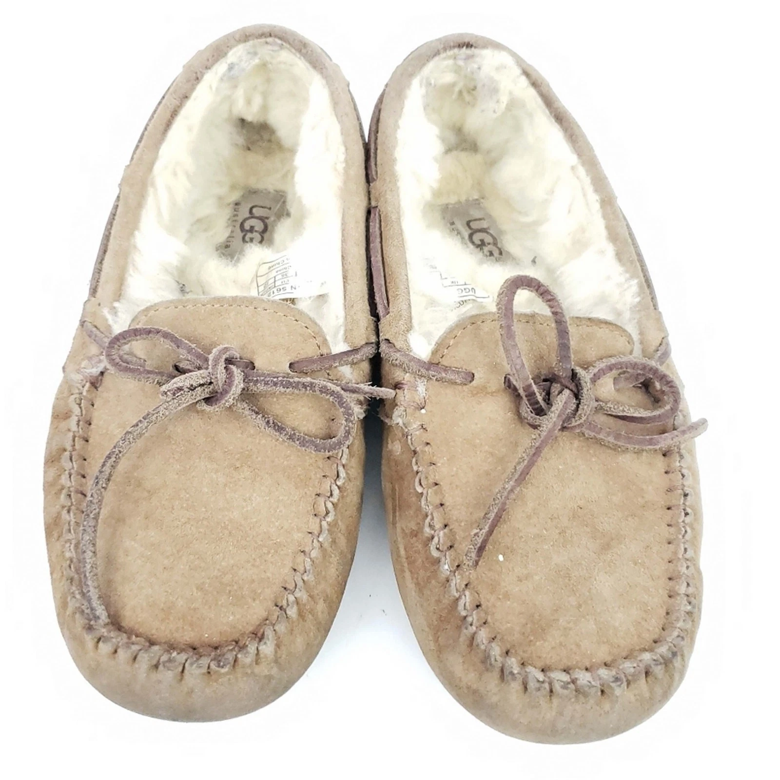 UGG Dakota Ciabatta Mocassino Marrone Scamosciato Taglia 5 US UK 3.5 EU 36 Foderato in Pelle di Pecora