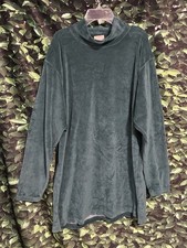 Vintage LL Bean Crushed Velvet Mock Neck Top Green Made In USA Womens Large