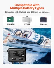 Marine Battery Charger, 2-Bank, 5A 12V Onboard Boat Charger, IP68 Waterproof Sm