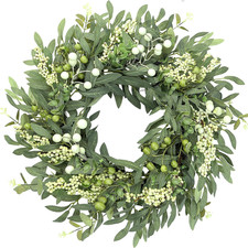 Artificial Eucalyptus Wreath for Front Door 21 Inch with Greenery