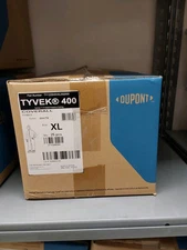 Tyvek 400 Hooded Coverall, Attached Skid-Resistant Boots, XL, TY122SWHXL002500