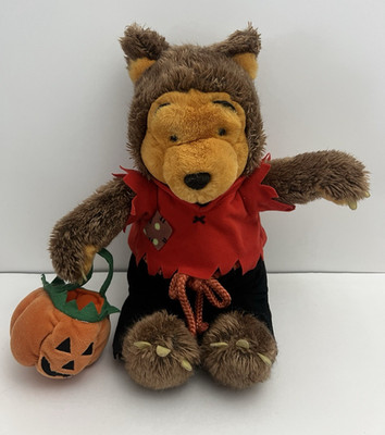 Disney Store Winnie the Pooh Werewolf 15'' Plush Stuffed Animal Halloween Pumpkin