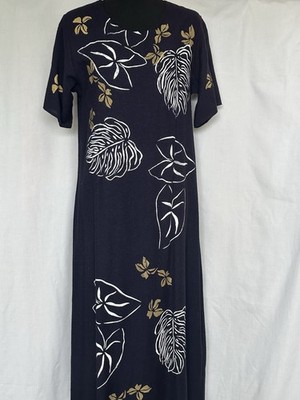 Vintage Crazy Fish Tropical Black Floral Painted Sheath Dress S