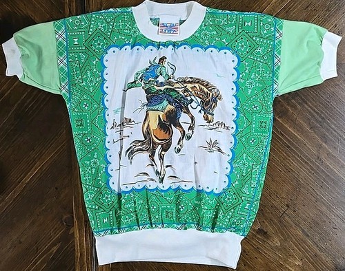 Vintage 90s Shirt Girls Size Small Rodeo Country Western Cowboy Ranch USA Made
