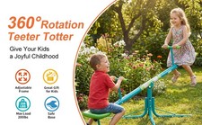Kids' 360  Degree Spinning Seesaw, Blue  Yellow,Outdoor Playground Teeter Totter