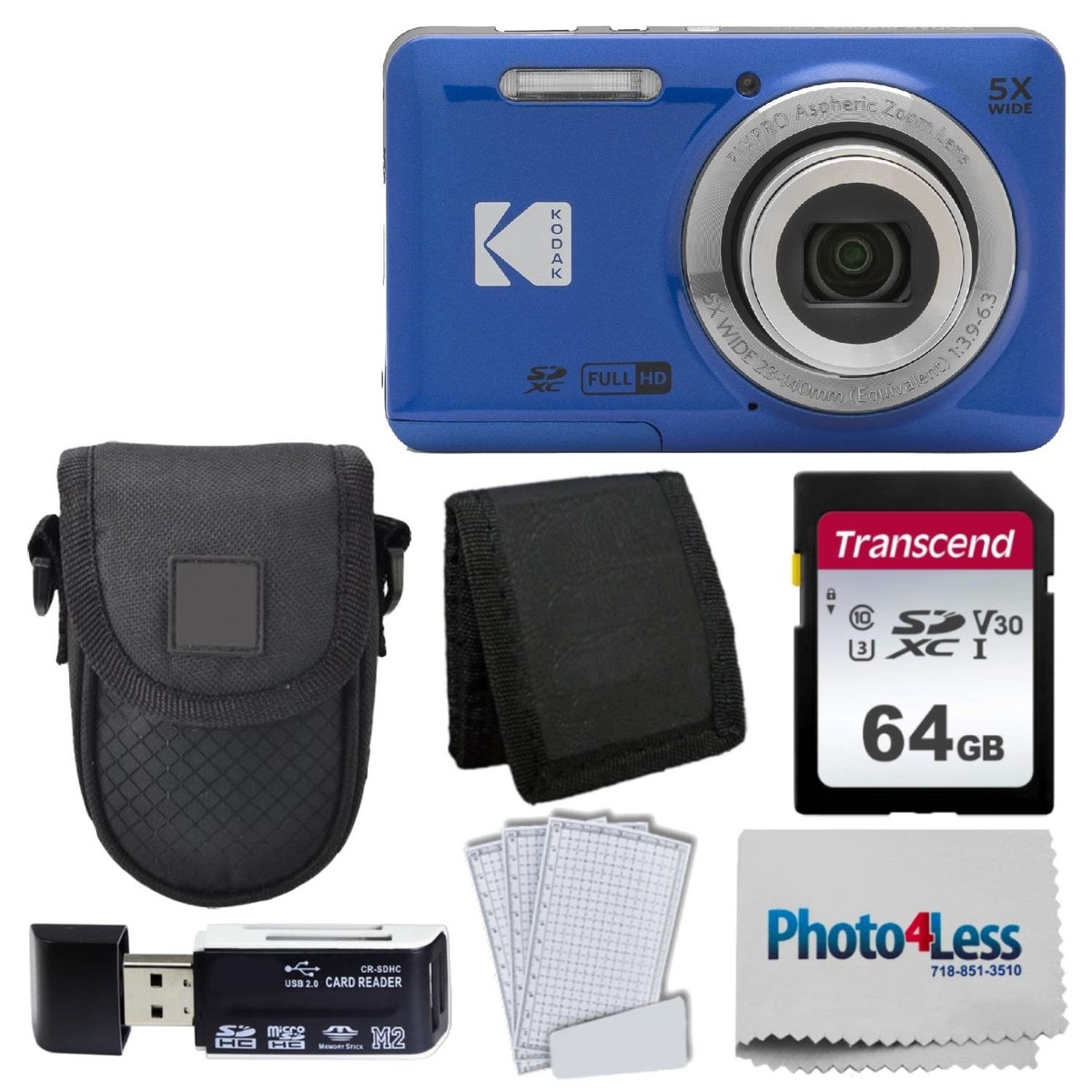 Kodak PIXPRO FZ55 Digital Camera (Blue) + Black Point