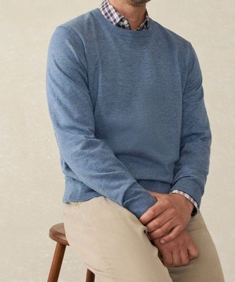 FAHERTY Reserve Coolmax Cotton Crewneck Sweater Men's Size XXL Blue Soft Preppy