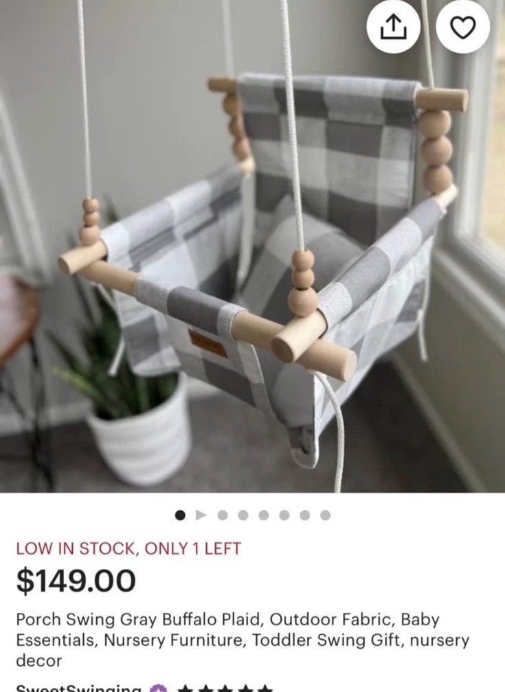 Outdoor High Back Grey Buffalo Plaid Baby Swing Briefly Used From Etsy
Opens in a new window or tab