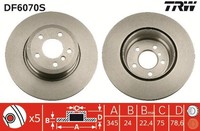 2X Bremsscheibe TRW Single DF6070S FüR F15 E70 F86 F16 E72 X5 E71 F85 X6 BMW