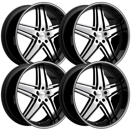 (Set-4) Ravetti M6 22x9 5X115 15mm Black Machined Wheels Rims 22 Inch ...