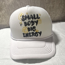 White Mesh Trucker Hat Adjustable Graphic Pri...