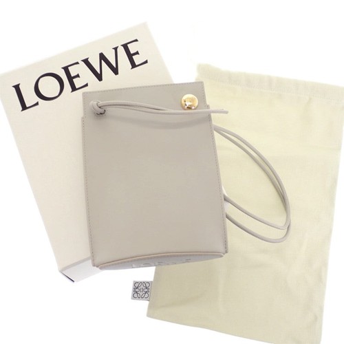 Loewe Pebble Dice Pocket Shoulder Bag Calf Leather Gray Gold HW Women's ISY