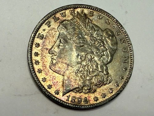 1894-O Morgan silver dollar. XF-AU, reverse heavily toned. #ar2