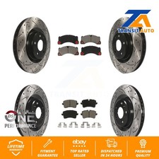 Front Rear Drilled Slot Brake Rotors Ceramic Pad Kit For 2017 Porsche Macan Base