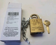 ​PACLOCK 95G Solid Brass Padlock Set U.S. SET Keyed 5340-00-682-1505 Chain USA