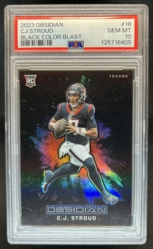 2023 Panini Obsidian C.J. Stroud Color Blast SSP RC Black #16 Texans PSA 10
