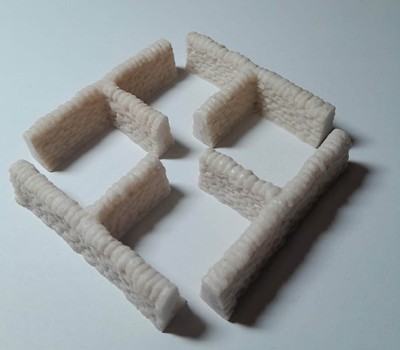 Battlescale Wargame Buildings 20mm (1/72) Drystone Wall T-Sections (4pcs)