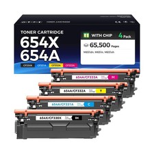 654X 654A Toner Cartridge 4-Pack Replacement for HP 654X 654A CF330X CF331A C...