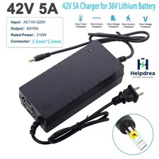 42V 5A Battery Charger Adapter For 36V Lithium Battery 5.5 2.5mm Plug Fast