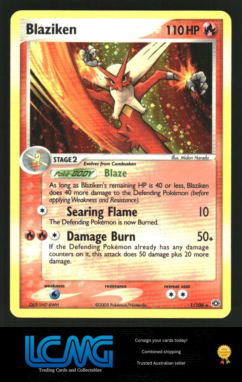 Pokemon Card Blaziken LP Emerald Holo Rare 1/106