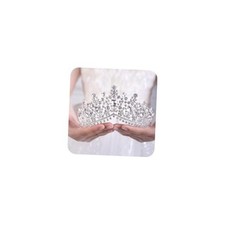 JWICOS Crystal Pearl Queen Tiara for Women and Brides Crown Sparkling SILVER