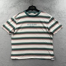 Vintage Guess Jeans USA Striped Tshirt Blue Green Medium 1990s Georges Marciano