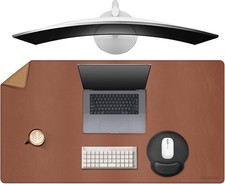 40 x 24 Leather Desk Pad, Reversible Large Desk Mat, Cork
