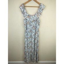 Ann Taylor LOFT Floral Maxi Dress Womens 14 Ruffled Cottagecore Boho
