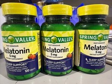 3PK-Spring Valley Melatonin Sleep Fast-Dissolve Tablets, Strawberry,5 mg,120 Ct