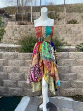 Lotto 5 pezzi prendisole hippie fatto a mano riciclato donna indiana abito...