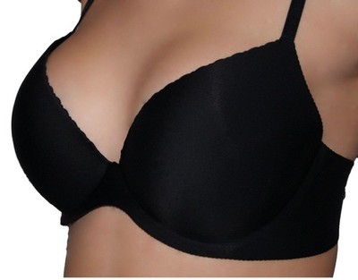 Nahtlos T-Shirt Polster BH Bra mit Bügel Push-up Büstenhalter Schwarz