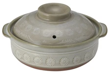 Banko Ware Ginpo Clay Pot (Deep Pot) No. 7 for 1-2 People Hana Mishima