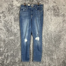 Levis 721 High Rise Skinny Jeans Womens 30 Blue Distressed Denim Ankle Slim Fit