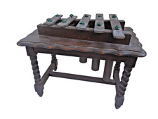Antique Edwardian Glockenspiel Xylophone Brass Wood Tabletop Resonators