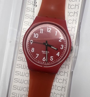 Swatch Gent CHERRY BERRY GR154 Red 34mm Watch 2009 Color Codes New Battery